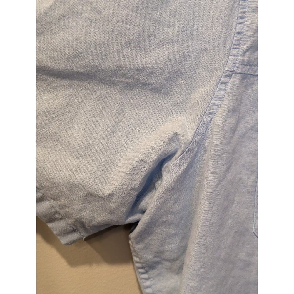 Michael Kors Tailored Fit Light Blue Linen-Cotton Short Sleeve Button-Up L - Picture 5 of 12